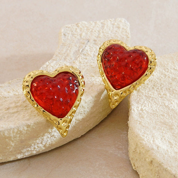 Wholesale Highend Stamped Stainless Steel Geometric Heartshaped Earrings For Women