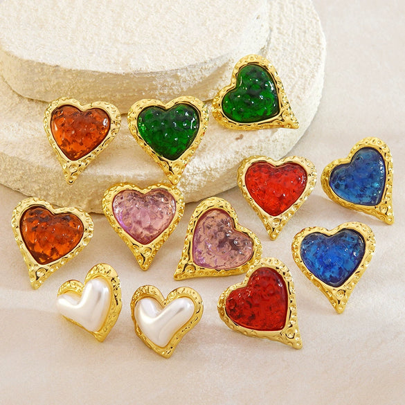 Wholesale Highend Stamped Stainless Steel Geometric Heartshaped Earrings For Women