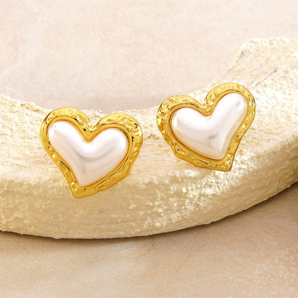 Wholesale Highend Stamped Stainless Steel Geometric Heartshaped Earrings For Women