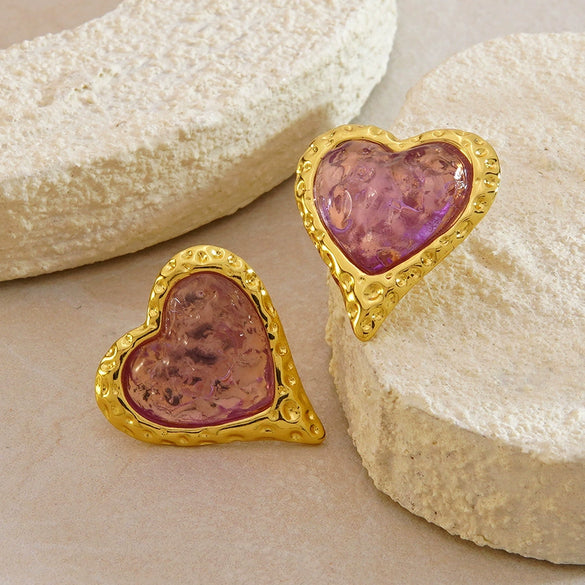 Wholesale Highend Stamped Stainless Steel Geometric Heartshaped Earrings For Women
