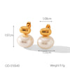 Wholesale Highend Women's Pearl Earrings In Geometric Shape Stainless Steel Titanium Steel With Pvd Vacuum Plating And Electroplating