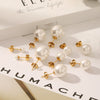 Wholesale Highend Women's Pearl Earrings In Geometric Shape Stainless Steel Titanium Steel With Pvd Vacuum Plating And Electroplating