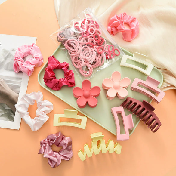 Wholesale Highgrade Cloth Handmade Hair Accessories Hairpin Hairband Suit Hair Tie Large Intestine Hairband Grip Clip With High Elasticity