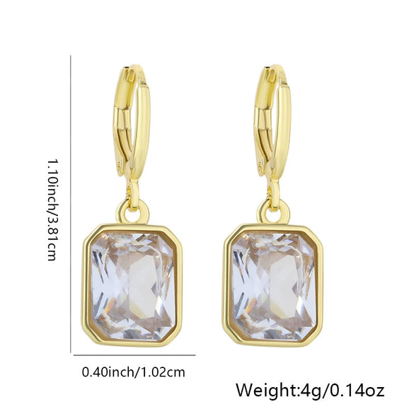 Wholesale Highgrade Copper Inlaid Zircon Elegant Geometric Earrings With Real Gold Plating