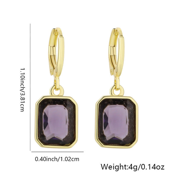 Wholesale Highgrade Copper Inlaid Zircon Elegant Geometric Earrings With Real Gold Plating