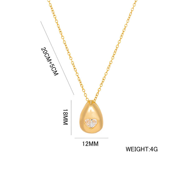 Wholesale Highgrade Titanium Steel Dropshaped Geometric Female Clavicle Necklace With Snake Bone Chain And Electroplating
