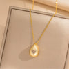 Wholesale Highgrade Titanium Steel Dropshaped Geometric Female Clavicle Necklace With Snake Bone Chain And Electroplating