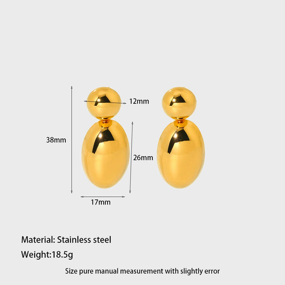 Wholesale Highpolish 18K Gold Electroplated Geometric Drop Shape Stainless Steel Earrings For Women