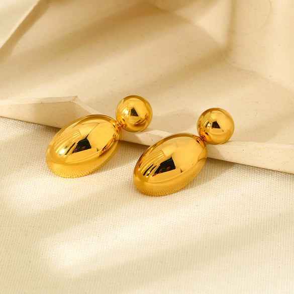 Wholesale Highpolish 18K Gold Electroplated Geometric Drop Shape Stainless Steel Earrings For Women