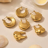 Wholesale Highpolished 18K Gold Plated Stainless Steel Geometric Circle Hollow Earrings For Women