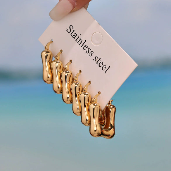 Wholesale Highpolished Ushaped Geometric Copper Earrings For Women With Electroplating