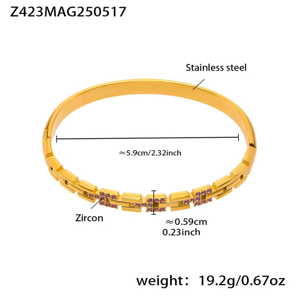 Wholesale Highquality 5A Zircon Buckle Bracelet In Fashionable And Simple Style Made Of Stainless Steel With Electroplating Featuring A Cross Shape