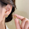 Wholesale Highquality Diamondstudded Hollow Heartshaped Brass And Copper Earrings For Women