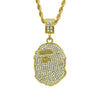 Wholesale Hip Hop Alloy Ape Head Diamond Pendant Necklace With Twist Chain And Cartoon Characters Design