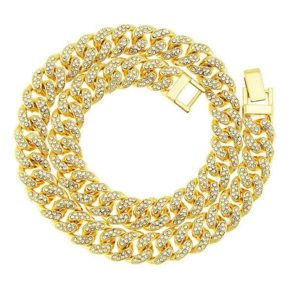 Wholesale Hip Hop Alloy Cuban Chain Necklace With Diamond Inlay For Men Geometric Style
