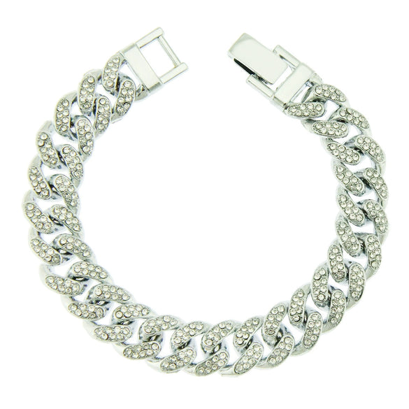 Wholesale Hip Hop Alloy Cuban Chain Necklace With Diamond Inlay For Men Geometric Style