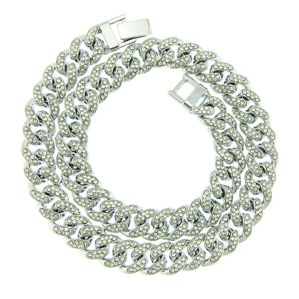 Wholesale Hip Hop Alloy Cuban Chain Necklace With Diamond Inlay For Men Geometric Style