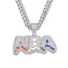 Wholesale Hip Hop Alloy Diamond Letter Pendant Necklace With Cuban Chain