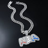 Wholesale Hip Hop Alloy Diamond Letter Pendant Necklace With Cuban Chain