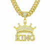 Wholesale Hip Hop Alloy Necklace With Letter Crown Pendant And Diamond Design For Men Cuban Chain Style