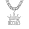 Wholesale Hip Hop Alloy Necklace With Letter Crown Pendant And Diamond Design For Men Cuban Chain Style