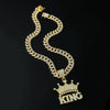 Wholesale Hip Hop Alloy Necklace With Letter Crown Pendant And Diamond Design For Men Cuban Chain Style