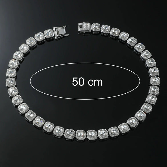 Wholesale Hip Hop Alloy Rhinestone Cuban Chain Necklace With Geometric Pattern For Men