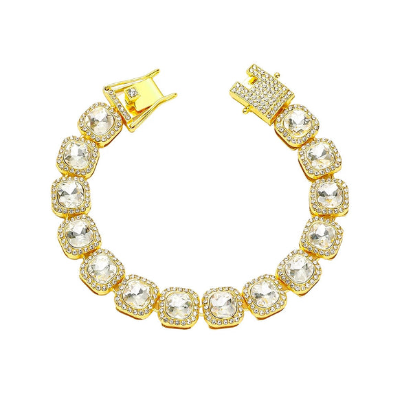 Wholesale Hip Hop Alloy Rhinestone Cuban Chain Necklace With Geometric Pattern For Men