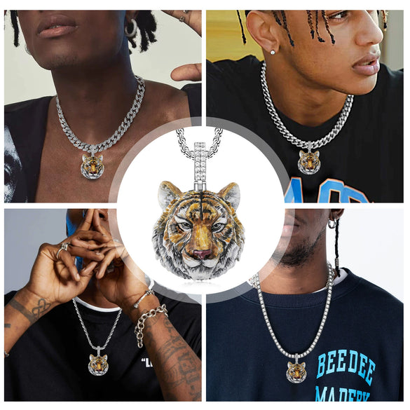 Wholesale Hip Hop Animal Pattern Copper Pendant Necklace With Dripping Oil Handmade