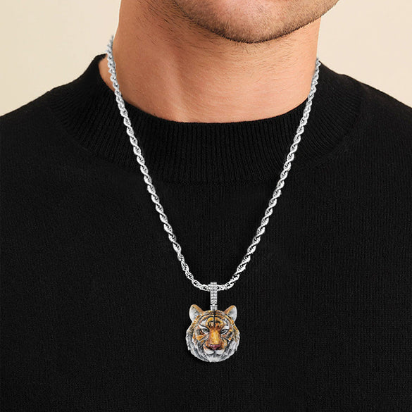 Wholesale Hip Hop Animal Pattern Copper Pendant Necklace With Dripping Oil Handmade