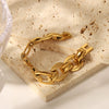 Wholesale Hip Hop Classic Big Gold Chain Stainless Steel Jewelry Necklace Bracelet Suit With Vacuum Real Gold Electroplating In Pvd Furnace