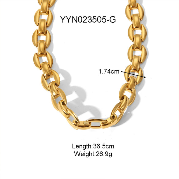 Wholesale Hip Hop Classic Big Gold Chain Stainless Steel Jewelry Necklace Bracelet Suit With Vacuum Real Gold Electroplating In Pvd Furnace