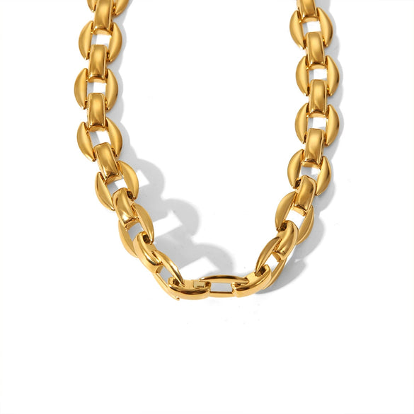 Wholesale Hip Hop Classic Big Gold Chain Stainless Steel Jewelry Necklace Bracelet Suit With Vacuum Real Gold Electroplating In Pvd Furnace