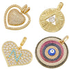 Wholesale Hip Hop Copper Inlaid Colored Diamond Devil's Eye Heart Shaped Pendant Jewelry