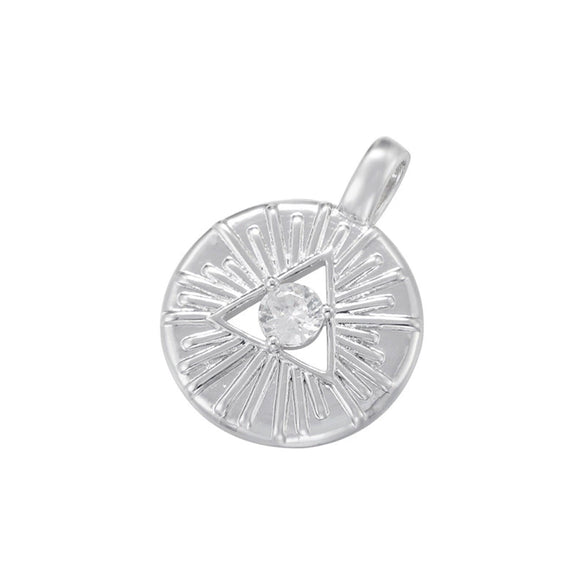 Wholesale Hip Hop Copper Inlaid Colored Diamond Devil's Eye Heart Shaped Pendant Jewelry