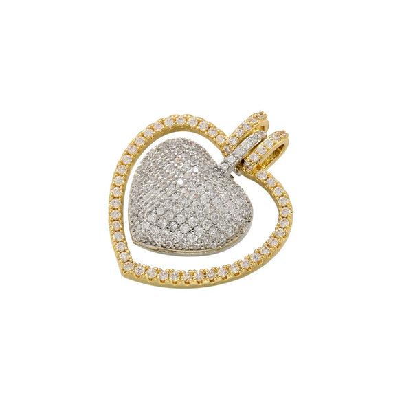 Wholesale Hip Hop Copper Inlaid Colored Diamond Devil's Eye Heart Shaped Pendant Jewelry