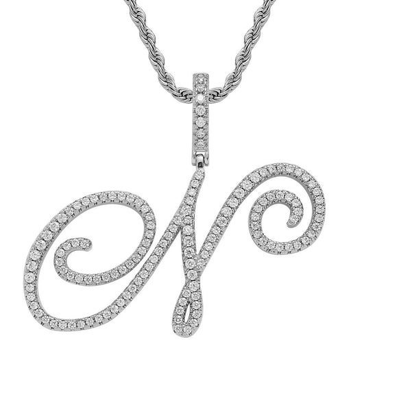 Wholesale Hip Hop Copper Pendant Necklace With Micropaved Zirconia And English Letter Pattern