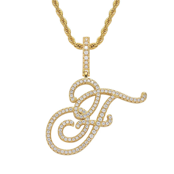 Wholesale Hip Hop Copper Pendant Necklace With Micropaved Zirconia And English Letter Pattern