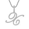 Wholesale Hip Hop Copper Pendant Necklace With Micropaved Zirconia And English Letter Pattern