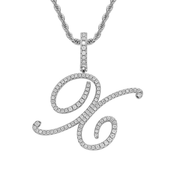 Wholesale Hip Hop Copper Pendant Necklace With Micropaved Zirconia And English Letter Pattern