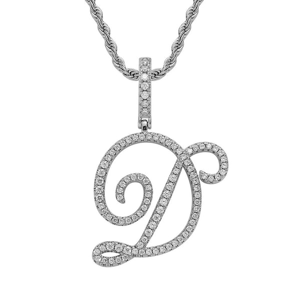 Wholesale Hip Hop Copper Pendant Necklace With Micropaved Zirconia And English Letter Pattern