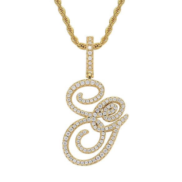 Wholesale Hip Hop Copper Pendant Necklace With Micropaved Zirconia And English Letter Pattern