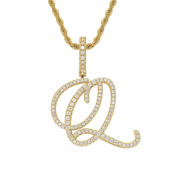 Wholesale Hip Hop Copper Pendant Necklace With Micropaved Zirconia And English Letter Pattern