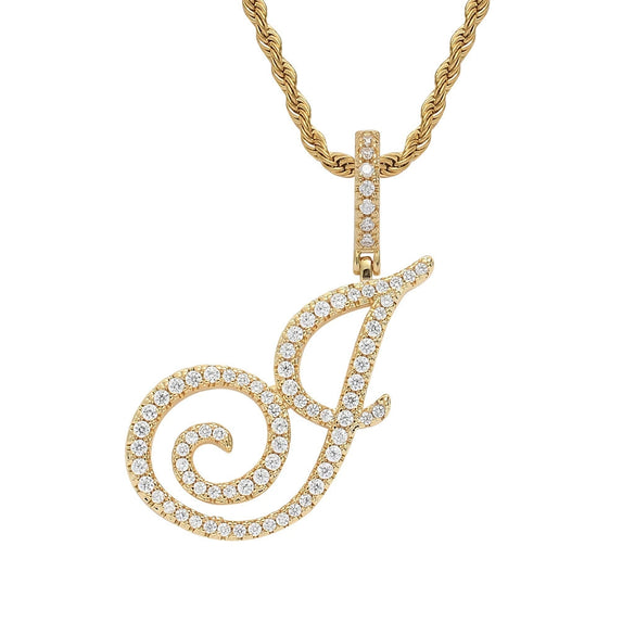 Wholesale Hip Hop Copper Pendant Necklace With Micropaved Zirconia And English Letter Pattern