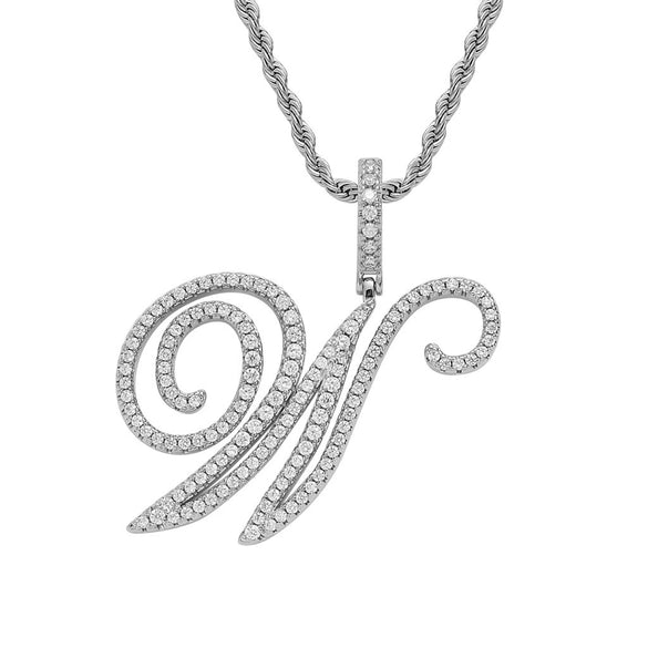 Wholesale Hip Hop Copper Pendant Necklace With Micropaved Zirconia And English Letter Pattern
