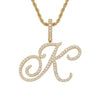Wholesale Hip Hop Copper Pendant Necklace With Micropaved Zirconia And English Letter Pattern