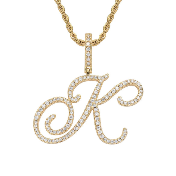Wholesale Hip Hop Copper Pendant Necklace With Micropaved Zirconia And English Letter Pattern