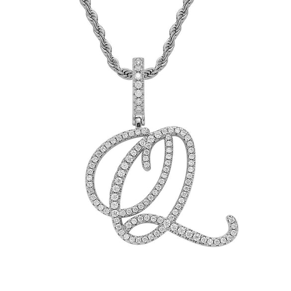 Wholesale Hip Hop Copper Pendant Necklace With Micropaved Zirconia And English Letter Pattern
