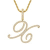 Wholesale Hip Hop Copper Pendant Necklace With Micropaved Zirconia And English Letter Pattern