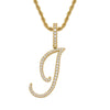 Wholesale Hip Hop Copper Pendant Necklace With Micropaved Zirconia And English Letter Pattern